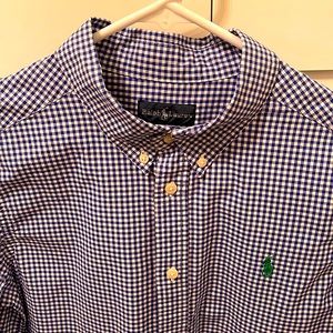 Ralph Lauren POLO Boys Blue Gingham Dress Shirt - Sz 14-16 ✨Like NEW✨